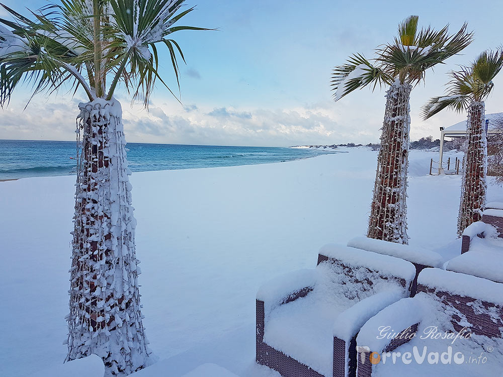 spiaggia lido venere innevata